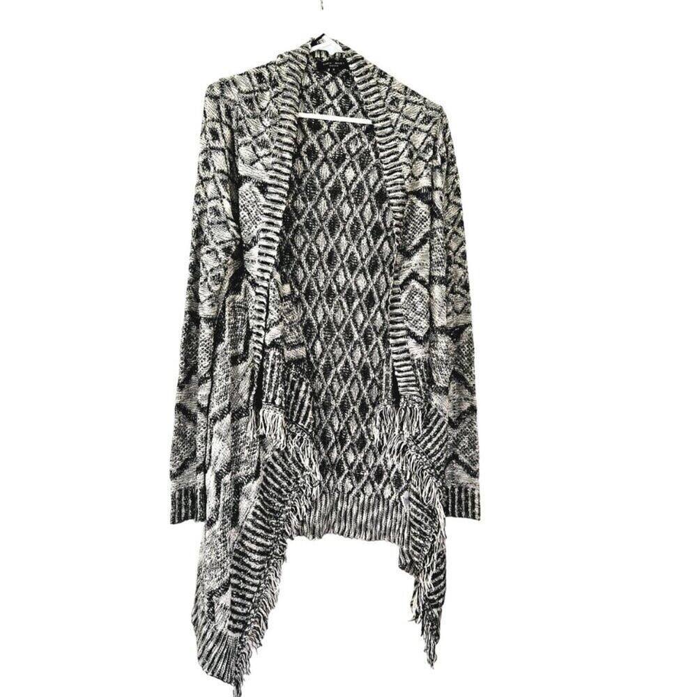Romeo & Juliet Couture Cardigan Sweater Open Front Black Gray Size M